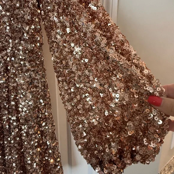 Sunday in Brooklyn Shimmering Rose Gold Sequin dress size large - Picture 5 of 6
